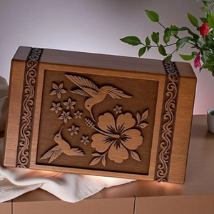 Engraved Hummingbird Wooden Cremation Urn: Personalized <b>Memorial</b> <b>Keepsake</b> urn <b>Memorial</b> <b>Keepsake</b> by AYAANS - Product Image 6