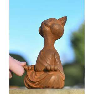 Statue de chat rustique pour la méditation, fournitures de jardin, sculpture de chat en fonte faite à la main, prix de gros - Product Image 5