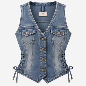Proveedor mayorista de chalecos vaqueros de moda, fabricación personalizada de chalecos vaqueros para mujeres para marcas estadounidenses. - Product Image 4