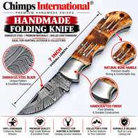 Couteau pliant de chasse et de camping de qualité supérieure avec manche en os brûlé, vente en gros de couteaux tactiques de survie pour l'extérieur