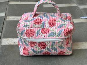 Printed Quilted Cotton Makeup <b>Box</b> Case | Vintage Zipper Closure | Durable Water Resistant Eco-Friendly | Customizable Makeup - Product Image 4