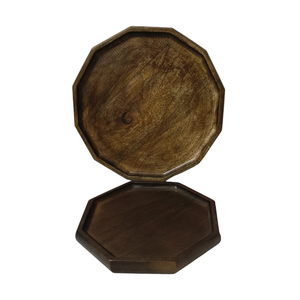 Plateau de service en bois de manguier vieilli brun noyer foncé plateau artisanal OEM ODM pour décoration de table de mariage maison hôtel pour bougie - Product Image 3