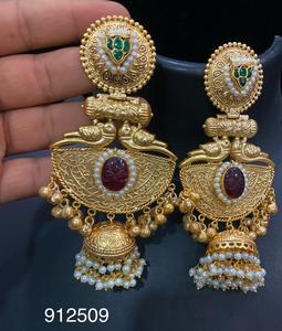 ต่างหูเงินสไตล์เยอรมัน Boho Jhumka ทำด้วยมือสไตล์หูช้างแบบทริบาลคูชิโบโฮ - Product Image 2