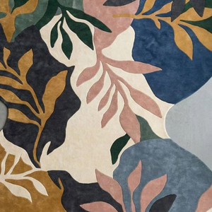 Alfombra Moderna de Lana de Nueva Zelanda Hecha a Mano con Diseño de Hojas Abstractas, Forma Orgánica, Alfombra de Diseño con Base de Látex, Regalo de Año Nuevo - Product Image 3