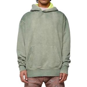 Nouveaux sweats à capuche pour hommes élégants et tendance, couleur unie, effet délavé, tissu polaire, coupe-vent et respirant, mélange de coton de haute qualité - Product Image 1