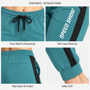 Custom Logo Printed Women's Jogger Pants Drawstring Waist and Side Stripes <b>Ladies</b> <b>Gym</b> Pants Polyester Fleece Workout Pants - Product Image 6