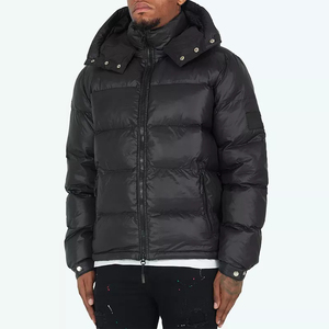 Veste matelassée noire pour homme, personnalisée par le fabricant, épaisse, chaude pour l'hiver, avec capuche, entièrement zippée, imperméable - Product Image 4