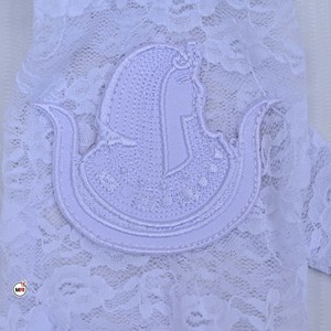 Gants en dentelle blancs tendance pour femmes, vente en gros, avec logo brodé, gants en dentelle à doigts complets pour dames - Product Image 6