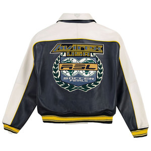 Vestes de moto Avirex pour hommes en cuir de vache véritable sur mesure, grande taille, été/printemps, broderie OEM, streetwear - Product Image 2