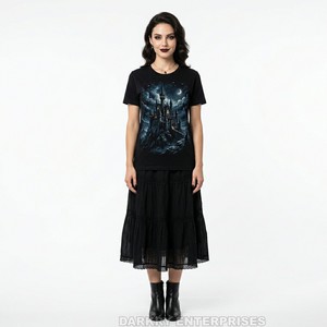 T-shirt graphique pour femme à impression numérique, motif pomme vampire, en coton, fabricant de vêtements personnalisés, haut streetwear esthétique sombre - Product Image 4