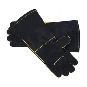 Gants de soudage en cuir de vachette noir sur mesure, résistants à la chaleur et ignifuges, pour la sécurité industrielle, avec manchette longue, OEM - Product Image 2
