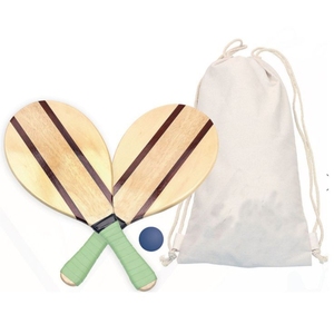 Ensemble de raquettes de Frescobol en bois en gros – Kit durable de raquettes de tennis de plage pour jeux en extérieur sur pelouse et cour avec sac – Raquette en bois - Product Image 1