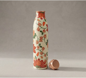 Bouteille d'eau en émail de cuivre finition brillante florale, collection cadeau, design bohème pour adultes - Product Image 3