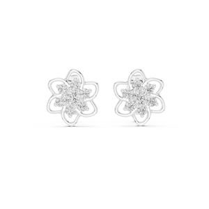 Ensemble de boucles d'oreilles en diamants cultivés en laboratoire ROYAL BLOOM, en or blanc 18 carats, pour fiançailles, mariage, fête, Saint-Valentin, usage quotidien, pour femmes - Product Image 1
