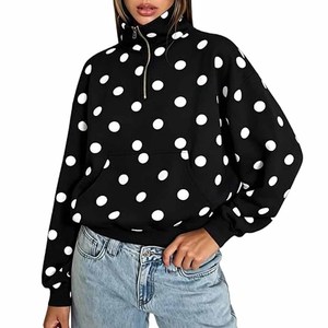 Sudadera con Capucha Extra Grande para Mujer, Color Chocolate, con Puntos Blancos, Personalizada, de Algodón y Felpa, Estilo Casual y Preppy - Product Image 4