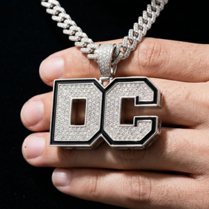 Pendentif personnalisé en argent sterling 925 plaqué argent avec initiale en moissanite taille brillant, style hip-hop, cadeau pour homme et femme - Product Image 1