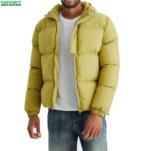 Premium Polished Finish Fabric Puffer Jacket Men Wet Look Bubble Coat Warm Thick <b>Quilted</b> Streetwear Parka - Product Image 4