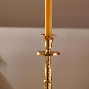 Gold Tall Hammered <b>Candle</b> Holder <b>Large</b> Metal Pillar <b>Candle</b> Stand Decorative Table Centerpiece for Home Decor - Product Image 5