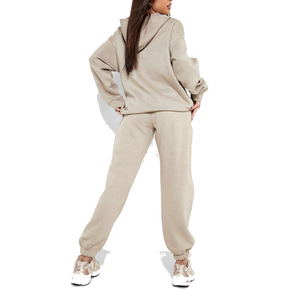 Ensemble de survêtement personnalisé pour femme, coupe oversize, 2 pièces, pull à manches longues et pantalon de jogging à jambes larges, noir - Product Image 4