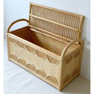 Baúl de Almacenamiento Infantil de Mimbre Hecho a Mano de Primera Calidad, con Patrón Festoneado, Caja de Juguetes de Mimbre Natural, Banco Organizador para Guardería, OEM ODM - Product Image 3