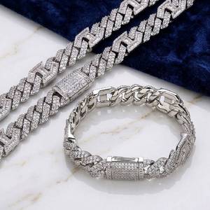 Collar de cadena con diamantes de moissanita y plata 925 estilo hip hop para hombre - Product Image 3