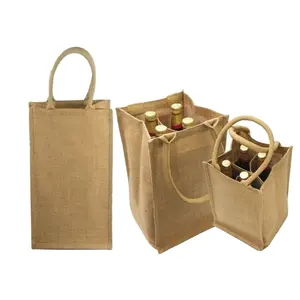 Sac de transport pour bouteille de vin en jute naturelle Sac cadeau pour bouteille de vin en jute/Sac de transport pour bouteille d'eau-Fermeture velcro et poignée pour homme - Product Image 1