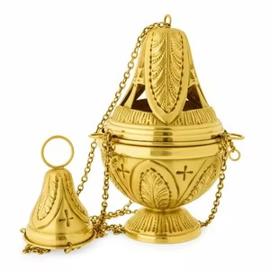 Brass Incense <b>Burner</b> Gold Finish Hand Made Religious Decorative Design With Chain <b>For</b> Meditation And Prayer Room - Product Image 1