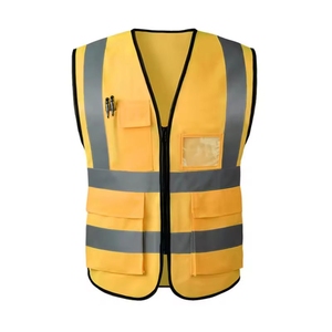 Chaleco de Seguridad de Alta Visibilidad al por Mayor, Tejido de Punto, Franjas Reflectantes, Múltiples Bolsillos, Unisex, Ropa de Trabajo, Impermeable - Product Image 2