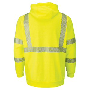 <b>Men's</b> High Visibility Fleece Hoodie Reflective Stripes Workwear Style Autumn Wear Breathable <b>Pullover</b> <b>Jacket</b> - Product Image 5