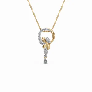 Colgante de Diamante Cultivado en Laboratorio Etereinte en Oro Amarillo de 18K, Corte Redondo y Pera, Collar de Compromiso y Boda, Certificado IGI - Product Image 1