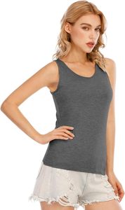 Camiseta sin mangas de algodón acanalado para mujer, estilo casual de verano, corte ajustado, espalda cruzada, con logo personalizado, lisa y básica - Product Image 3