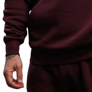Sweat à capuche bordeaux décontracté en polaire pour homme, à manches longues, idéal pour le sport et l'hiver - Product Image 5
