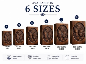 Handcrafted Butterfly Engraved American Style Natural Wood Cremation Urn <b>Box</b> Eco-Friendly Pet & Baby <b>Memorial</b> Keepsake Storage - Product Image 3