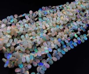 ลูกปัดโอปอลเอธิโอเปียธรรมชาติหลากสี รูปทรงลูกแพร์เรียบเนียน ขนาดประมาณ ขนาด 13x8 มม. ถึง 6x4 มม. ความยาว 16 นิ้ว - Product Image 4