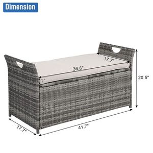 106*52*46cm Iron Frame Footstool Locker Gray Gradient Rattan Storage Unit with Comfortable Can Accommodation - Product Image 4