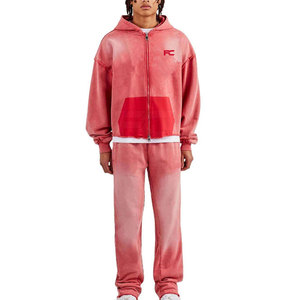 Survêtement d'hiver pour homme effet délavé 100% coton léger haute qualité coupe oversize style décontracté urbain design 2-en-1 - Product Image 1
