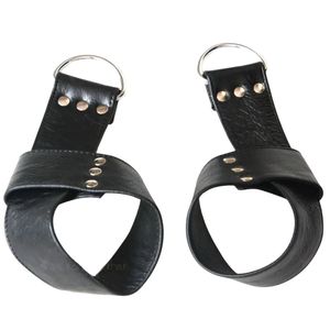 Menottes de suspension en cuir véritable 100% imperméables avec sangles renforcées et anneaux en D métalliques pour les jeux BDSM - Product Image 4