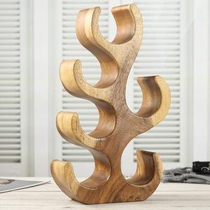 <b>Freestanding</b> Wooden Wine Rack Tree Wave Shape Bottle Holder Display Stand Storage Shelf For Home <b>Bar</b> Restaurant Wholesale - Product Image 6