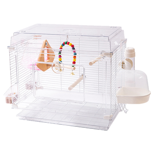 Jaula Grande Transparente para Pájaros, Villa de Acrílico Transpirable con Malla Metálica para Loros, Periquitos, Cacatúas, Agapornis, con Bandeja - Product Image 1