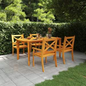Ensemble de salle à manger de jardin en bois d'acacia massif, durable et aux dimensions standard - Product Image 1