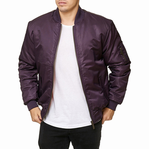 Blouson bomber violet pour homme, col montant, fermeture éclair, style décontracté, coupe classique, matière polyester, idéal pour l'automne - Product Image 4