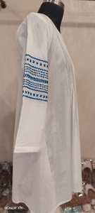 Vestido Casual de Manga Larga, Corte Regular, 100% Algodón Blanco, Bordado, para Mujer, Uso Diario, Verano, Largo hasta la Rodilla - Product Image 4