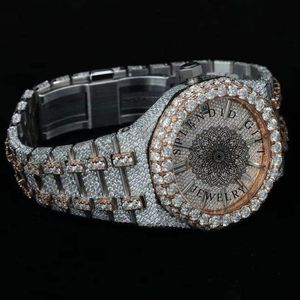 Reloj de Lujo para Hombre con Diamantes, Caja de Plata con Moissanita de 28 mm, Movimiento Analógico de Cuarzo ETA, Resistente al Agua 10 m, Cristal de Zafiro Oculto - Product Image 4