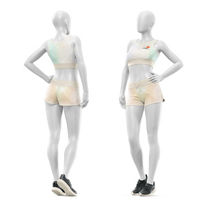 Conjunto de Sujetador Deportivo y Pantalones Cortos de Yoga Sublimados Personalizados al por Mayor para Mujer, Ropa Deportiva Transpirable y Ecológica de Fábrica - Product Image 1