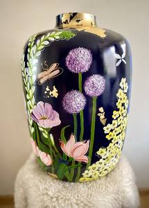 Linea Exports Inc ceramic multicolor <b>vase</b> Glossy multicolor ceramic floral Traditional tabletop ceramic <b>vase</b> - Product Image 4