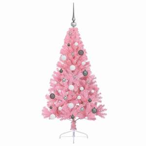Árbol de Navidad Artificial Preiluminado de 59.1 Pulgadas, PVC Rosa con 150 LED - Product Image 5