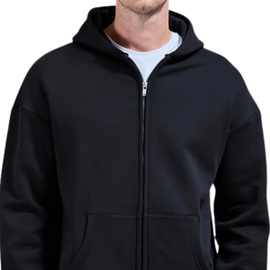 Sweat-shirt à capuche zippé pour homme, coupe décontractée, manches longues, avec poches avant, vêtements personnalisés, vente en gros - Product Image 3