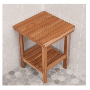 Banco de ducha de madera de teca hecho en Indonesia, muebles de madera maciza - Product Image 1