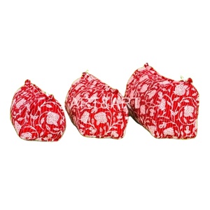 กระเป๋าเครื่องสำอางผ้าฝ้ายโบฮีเมียนสำหรับผู้หญิงกระเป๋าเครื่องสำอางพิมพ์ลายดอกไม้สำหรับชายหาด - Product Image 1