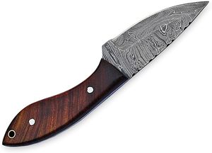 Cuchillo Skinner de Acero de Damasco Hecho a Mano, Hoja Fija de Espiga Completa, Mango de Madera, Funda de Cuero, para Supervivencia al Aire Libre y Camping, 8 Pulgadas, 3 Años de Garantía - Product Image 6